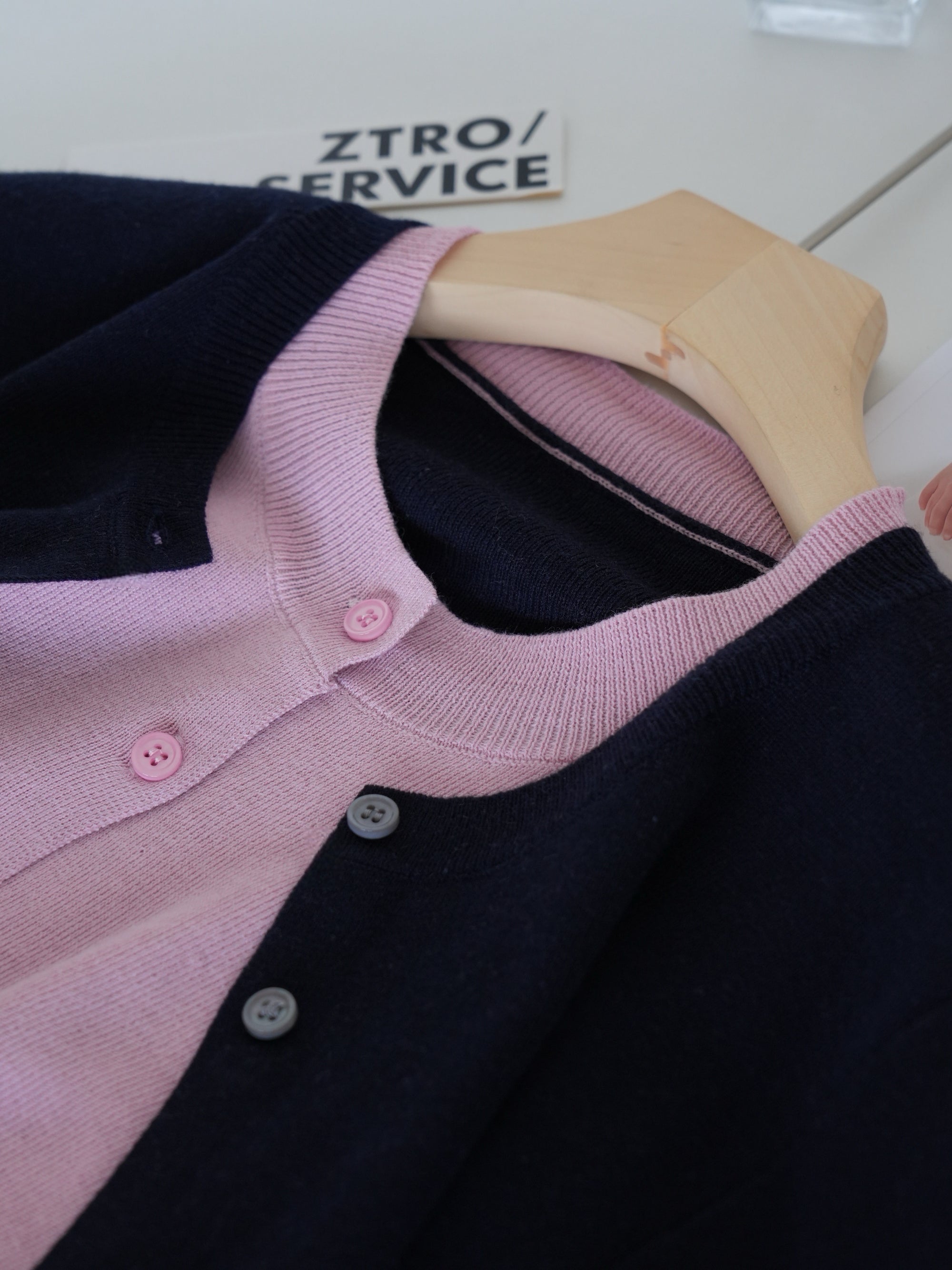MIU-Style Wool-Blend Layered Knit Cardigan