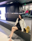 New Chinese Style Satin Embroidered Down Jacket (Without Fur Scarf)