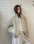 Stand Collar Wool Blend Padded Jacket
