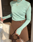 Merino Wool High-Neck Slim Fit Knit Top