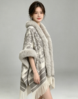 Faux Fur Trimmed Cape Coat