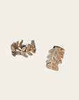 Korean Copper-Plated Silver Leaf Circle Stud Earrings
