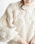 French Heavywork Chunky Floral Wool-Cashmere Sweater