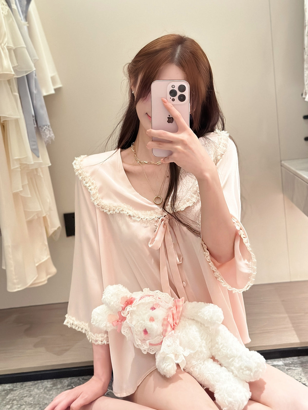 French silk loungewear with a sweet, feminine touch