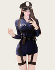 Elegant Officer-style Fitted Police Costume (with Stockings)