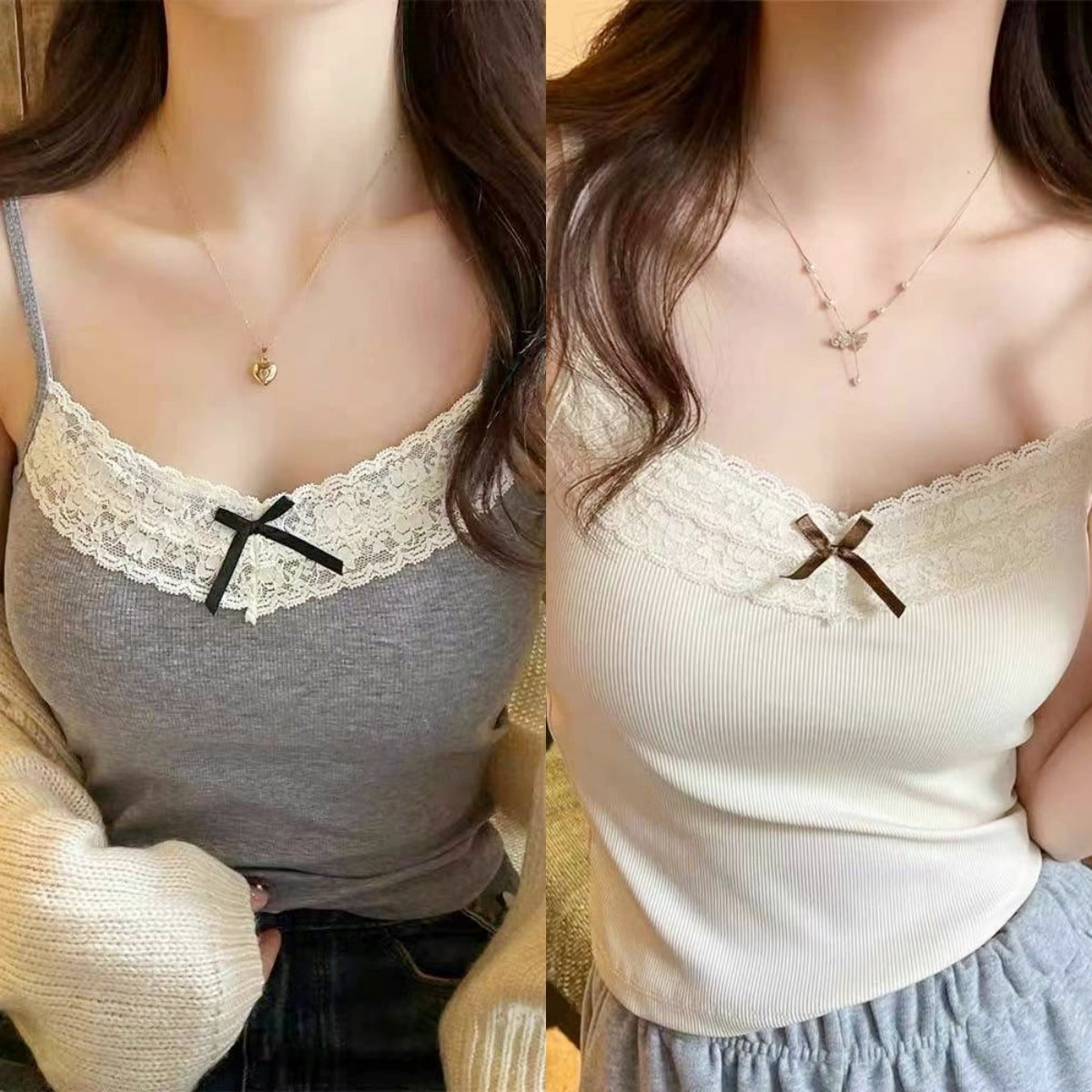 Lace Strap Camisole with Padded Bust for a Beautiful Chest