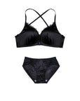 Golden Satin Cross-Back Front-Closure Bra