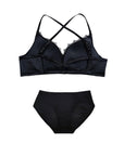 Golden Satin Cross-Back Front-Closure Bra