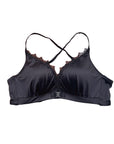 Golden Satin Cross-Back Front-Closure Bra