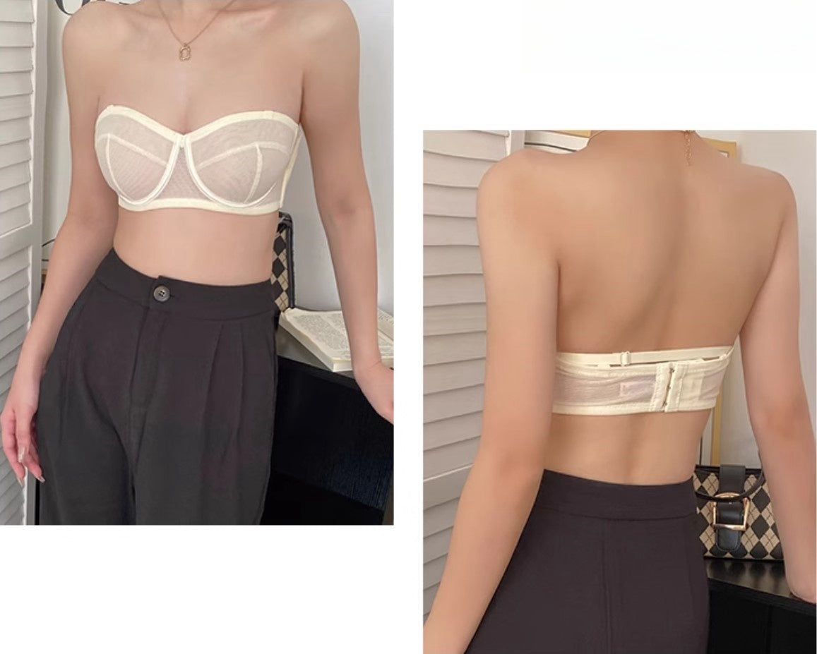 Ultra-Thin Strapless Bandeau Bra with Two-Way Wear