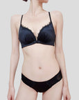 Golden Satin Cross-Back Front-Closure Bra