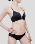 Golden Satin Cross-Back Front-Closure Bra