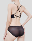 Golden Satin Cross-Back Front-Closure Bra