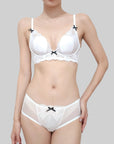 French Bunny Ear Crystal Cup Wireless Bra