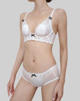 French Bunny Ear Crystal Cup Wireless Bra