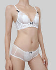 French Bunny Ear Crystal Cup Wireless Bra
