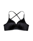 Golden Satin Cross-Back Front-Closure Bra
