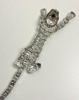 Sparkling Rhinestone Tiger Brooch with Enamel