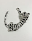 Sparkling Rhinestone Tiger Brooch with Enamel