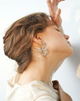 Luxurious Full Rhinestone V-Shaped Letter Earrings