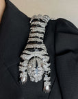 Sparkling Rhinestone Tiger Brooch with Enamel