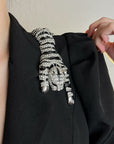 Sparkling Rhinestone Tiger Brooch with Enamel