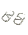 Luxurious Full Rhinestone V-Shaped Letter Earrings