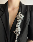 Sparkling Rhinestone Tiger Brooch with Enamel