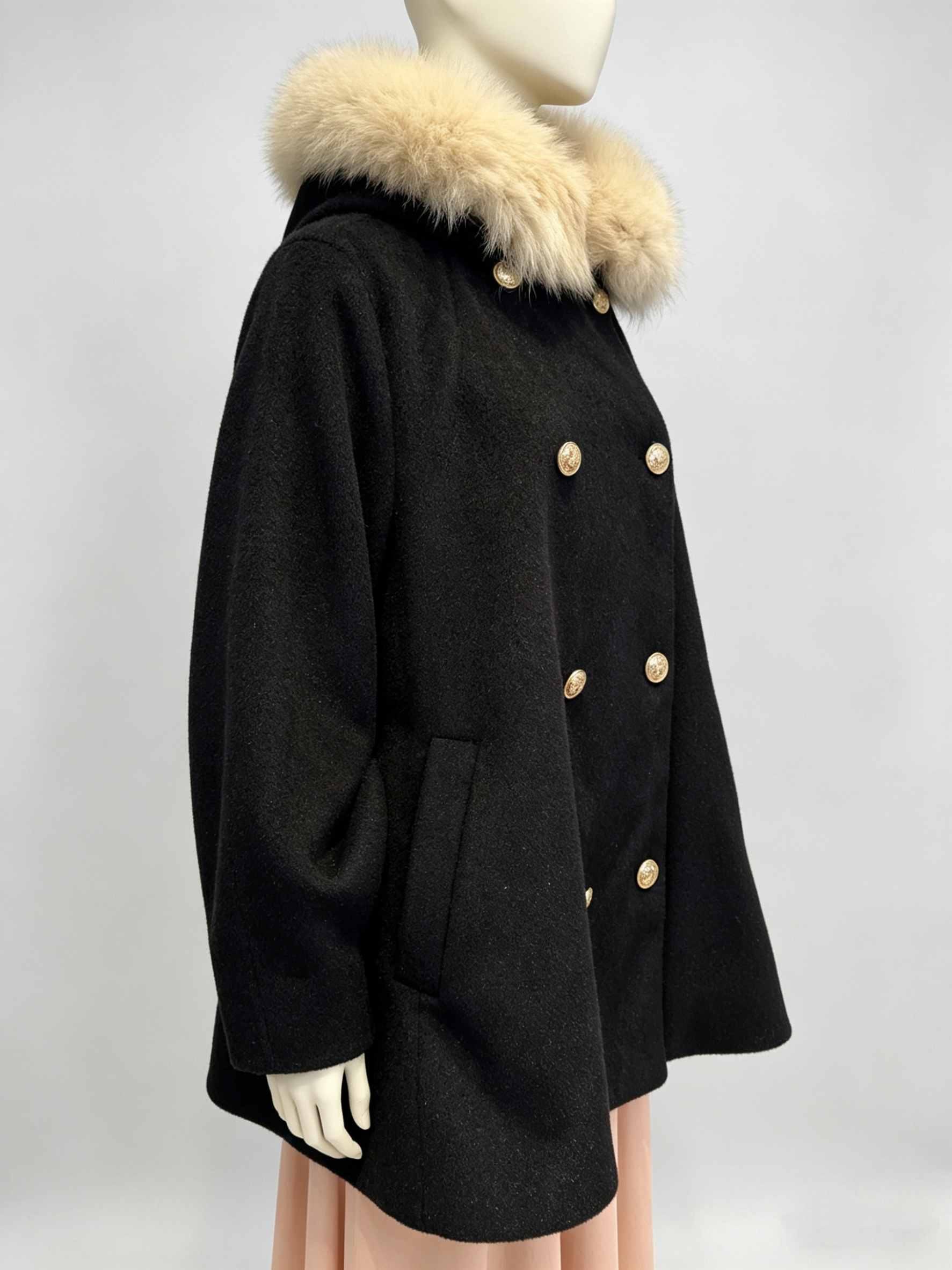 Mocha Fur-Collar Cape Coat