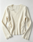 Korean-Style Lace V-Neck Knit Top (Copy)