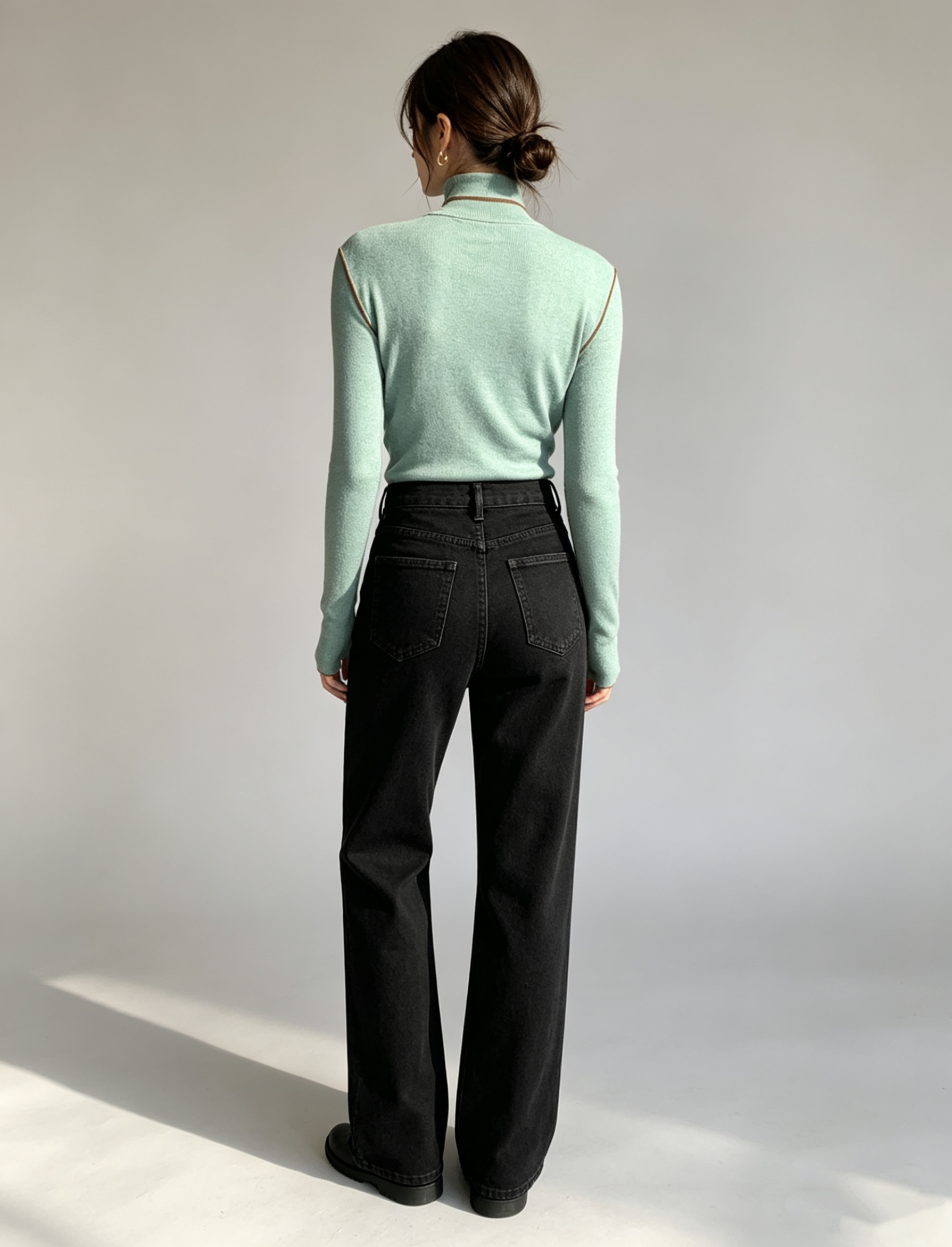 Merino Wool High-Neck Slim Fit Knit Top