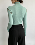 Merino Wool High-Neck Slim Fit Knit Top