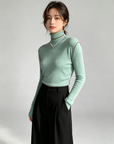 Merino Wool High-Neck Slim Fit Knit Top