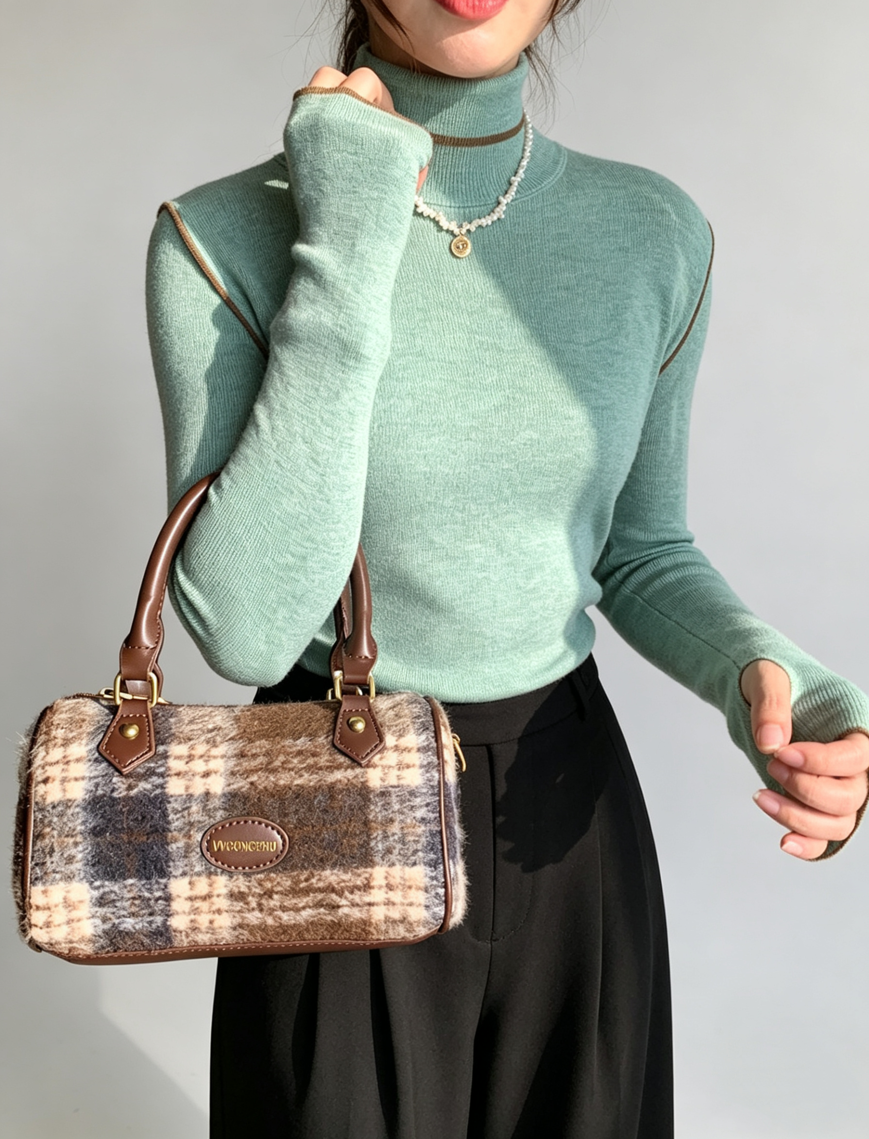 Merino Wool High-Neck Slim Fit Knit Top