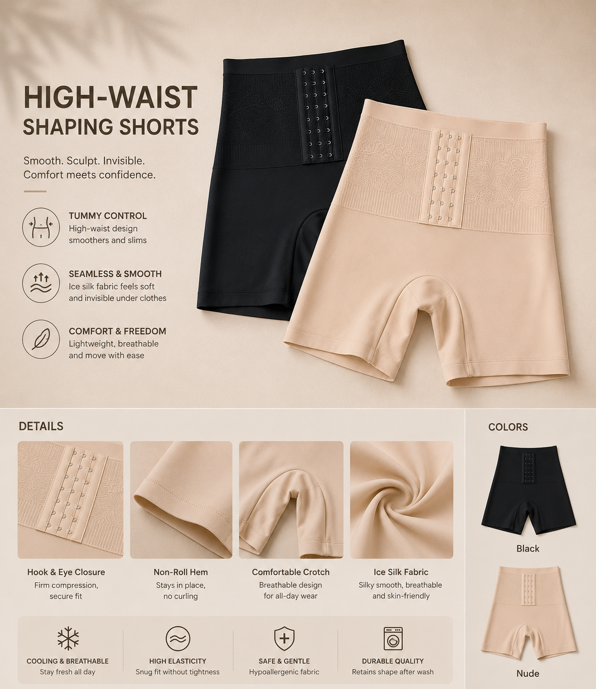 3-in-1 Tummy Control &amp;amp; Butt Lifting Safety Shorts (2-Pack)