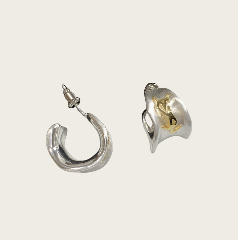 Irregular Letter 925 Silver Stud Earrings