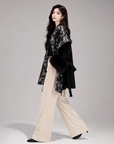 Ink Print Wool Cape Coat