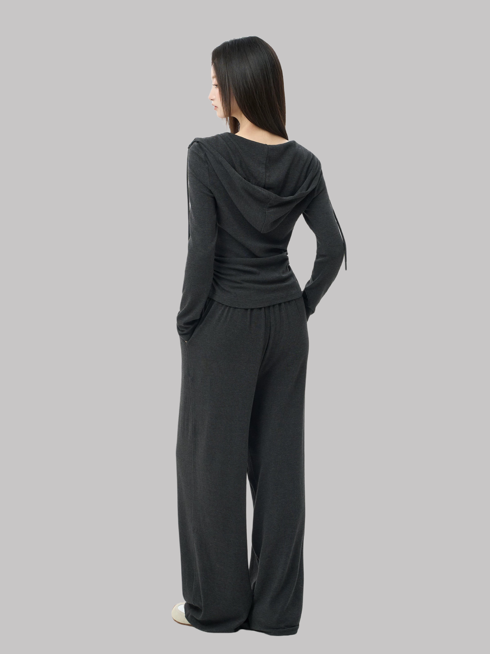 Cashmere hooded faux two-piece set