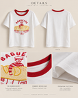 Korean-Style 3D Bread Embroidery Cotton Tee