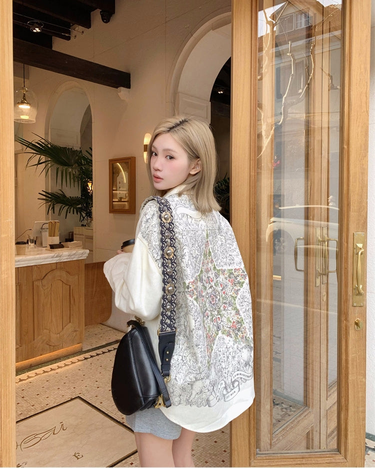 Dixr printed cotton denim shirt