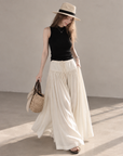 Pleated Waterfall Lyocell Palazzo Pants
