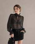 Korean Vintage Polka Dot Chiffon Blouse
