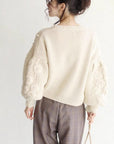 French Heavywork Chunky Floral Wool-Cashmere Sweater