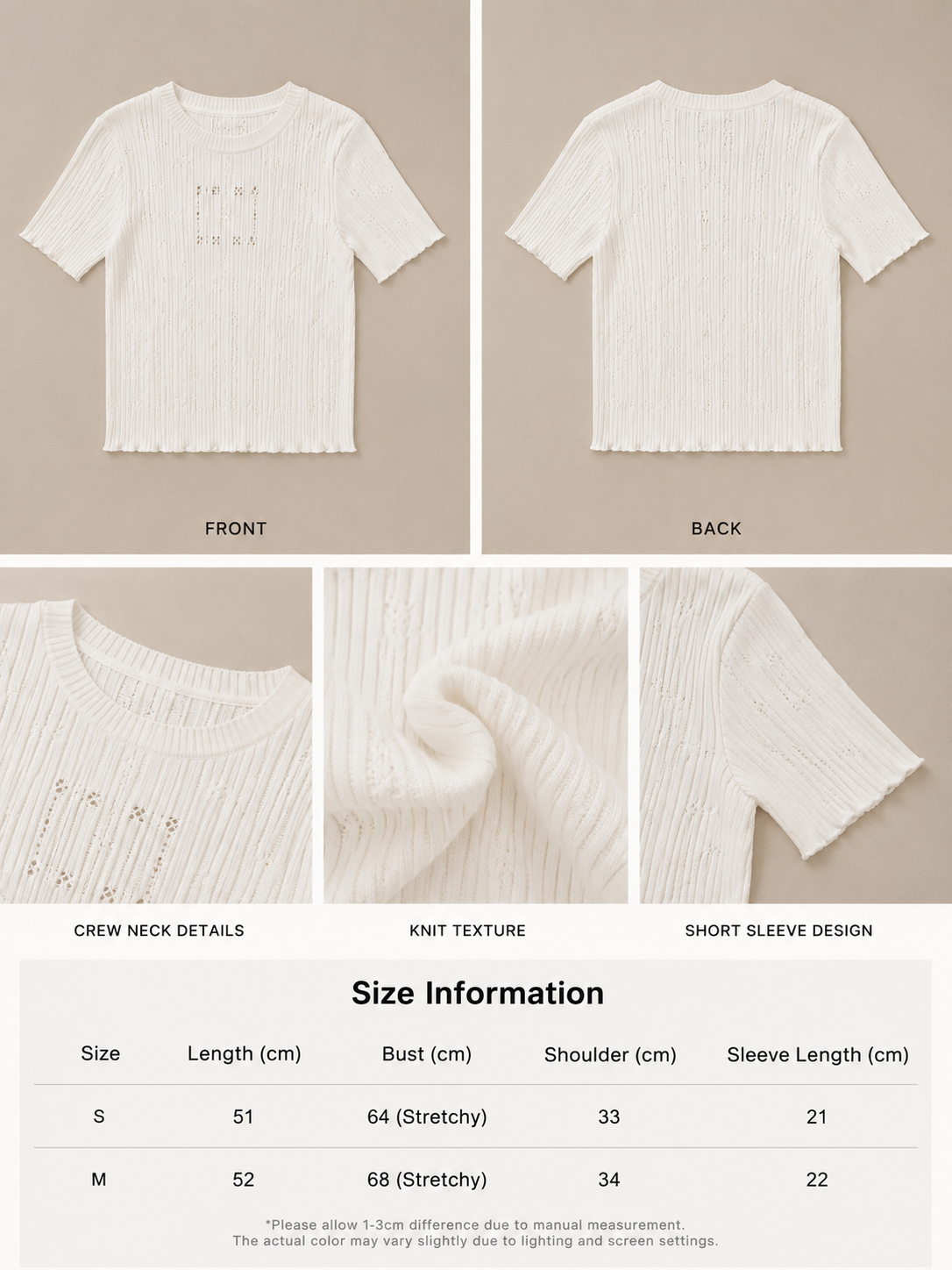 Textured Knit Short Sleeve Top