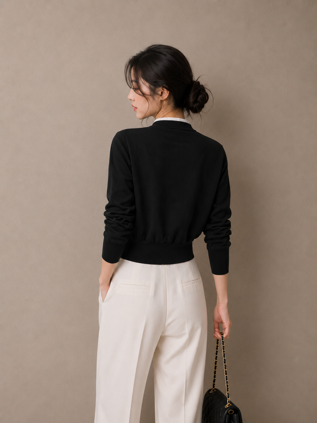 Mock Neck Layered Knit Cardigan