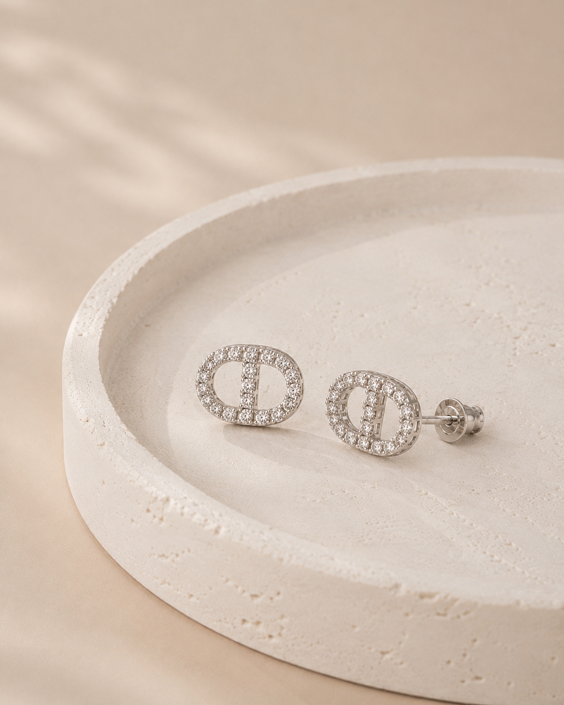 Full pavé stud earrings with a chic, luxe look
