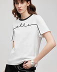 ELLE French-Style Crewneck Contrast Cotton Tee