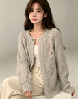 Orb Embroidered Heavy Knit Cardigan