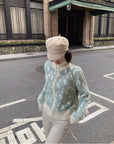 Letter Jacquard Wool Thick Jacket