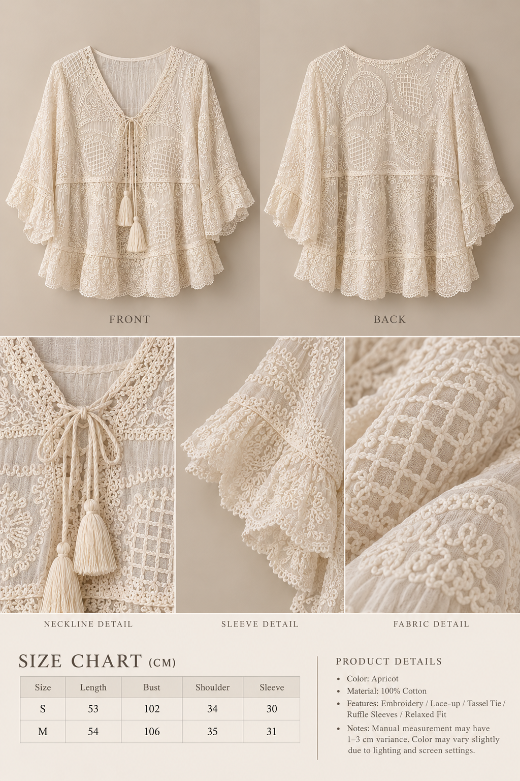 Bohemian Embroidered Crochet Top